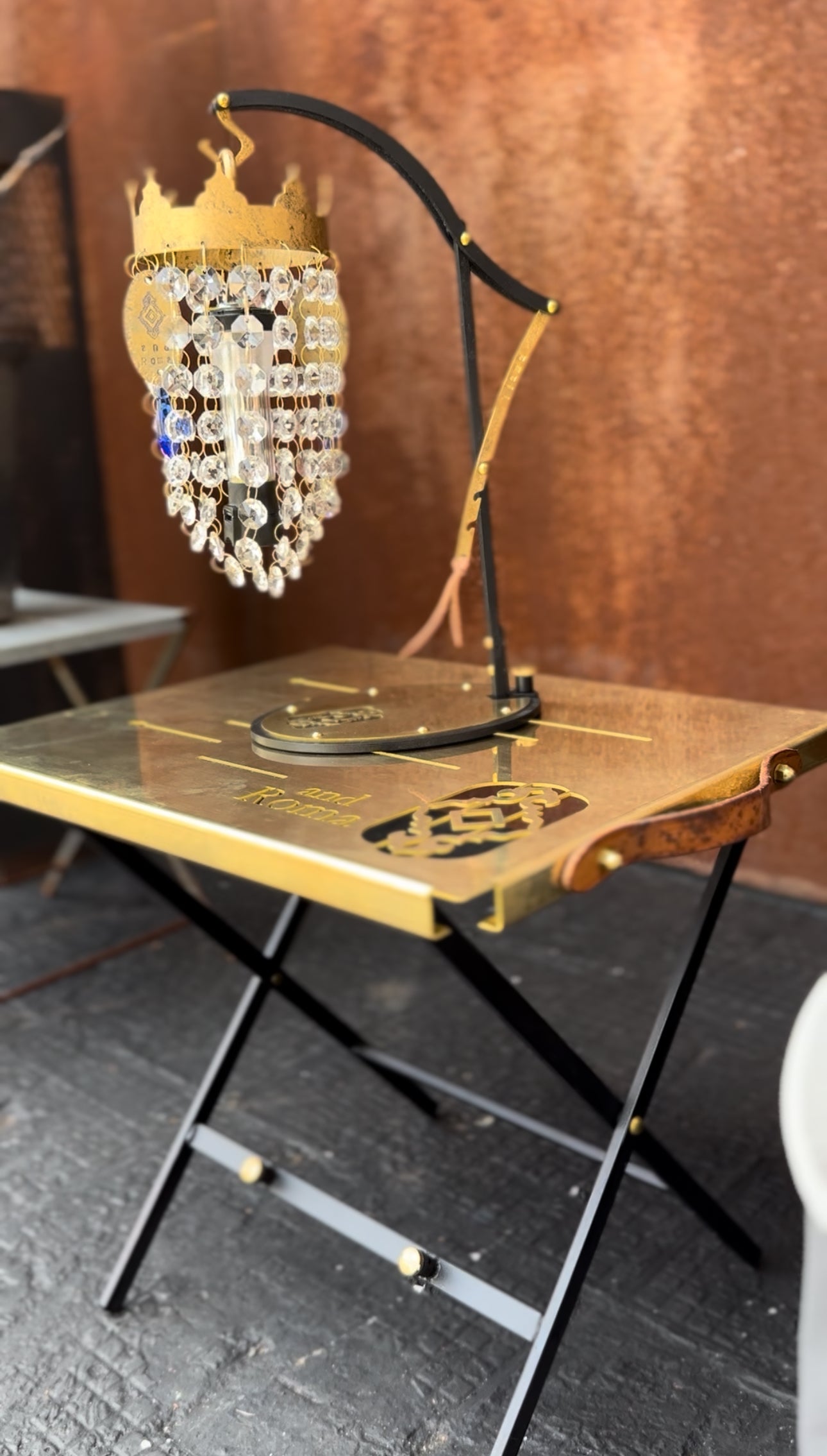 Brass Cross-Leg Table